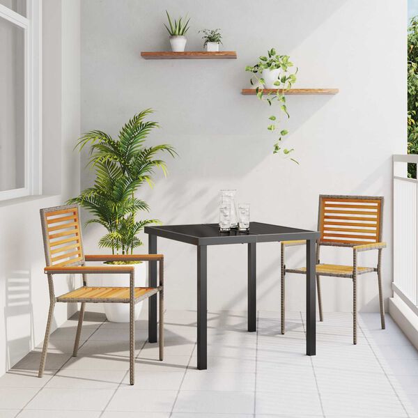 vidaXL Sedie impilabili da giardino 2 pcs Marrone e Grigio
