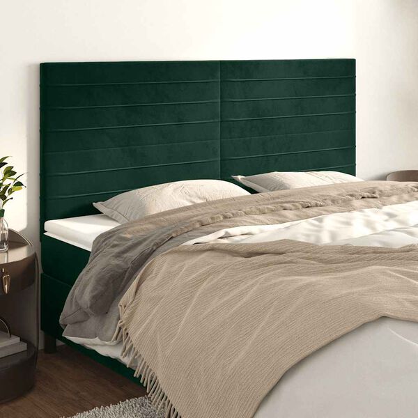 vidaXL Testiera Verde Scuro 160x5x118/128 cm Velluto