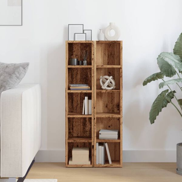 vidaXL Scaffali Porta CD 2 pz Legno Antico 21x16x93,5 cm in Truciolato