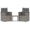 vidaXL Set Divani da Esterno 3 pz con Cuscini in Polyrattan Grigio