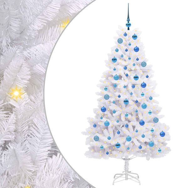 vidaXL Albero di Natale Artificiale con Rami Pieghevoli Bianco 180 cm
