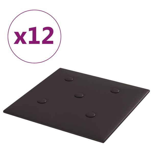 vidaXL Pannelli Murali 12 pz Neri 30x30 cm Similpelle 1,08 m&sup2;