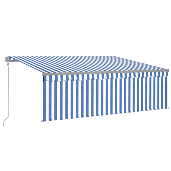 vidaXL Tenda Sole Retrattile Automatica con Parasole 4x3m Blu Bianco