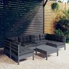 vidaXL Set Divani da Giardino 7 pz con Cuscini Grigi in Legno di Pino