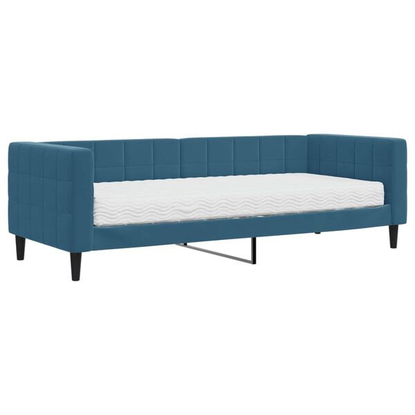 vidaXL Divano Letto con Materasso Blu 80x200 cm in Velluto