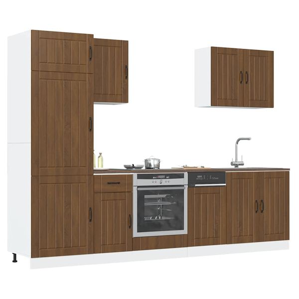 vidaXL Set Mobili da Cucina 7 pz Lucca Rovere Marrone in Truciolato