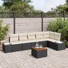 vidaXL Set Divano da Giardino con cuscino 7 pcs Nero polyrattan