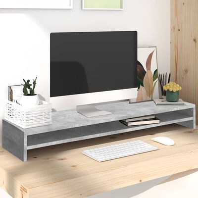VidaXL Supporto Per Monitor In Legno Multistrato 55x23x14 Cm Grigio Sonoma, Ergonomico Con Piedini Regolabili