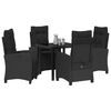 vidaXL Set da Pranzo per Giardino con cuscino 5 pcs Nero polyrattan