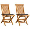 vidaXL Sedie pieghevoli con cuscini color tortora, 2 pezzi, in legno massello di teak.