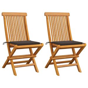 vidaXL Sedie pieghevoli con cuscini color tortora, 2 pezzi, in legno massello di teak.