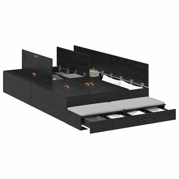 vidaXL Struttura letto con contenitore con cassetto Rovere Nero 120 cm