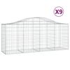vidaXL Cesti Gabbioni ad Arco 9 pz 200x50x80/100 cm Ferro Zincato