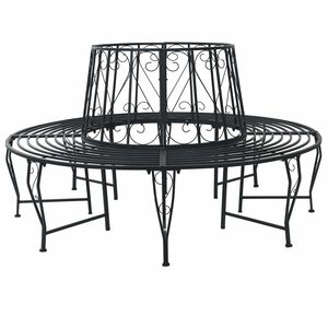 vidaXL Panchina per Alberi &Oslash; 160 x 89 cm Acciaio Nero Rotondo