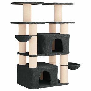 vidaXL Albero per gatti con pali per graffiare in sisal Grigio Scuro