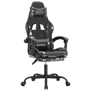 vidaXL Sedia da Gaming Girevole Poggiapiedi Nero e Mimetico Similpelle
