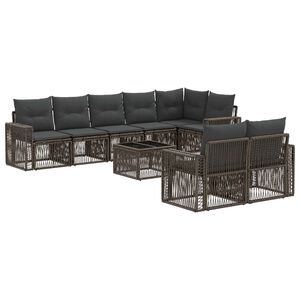 vidaXL Set Divano da Giardino 9 pz Grigio e Grigio Scuro polyrattan