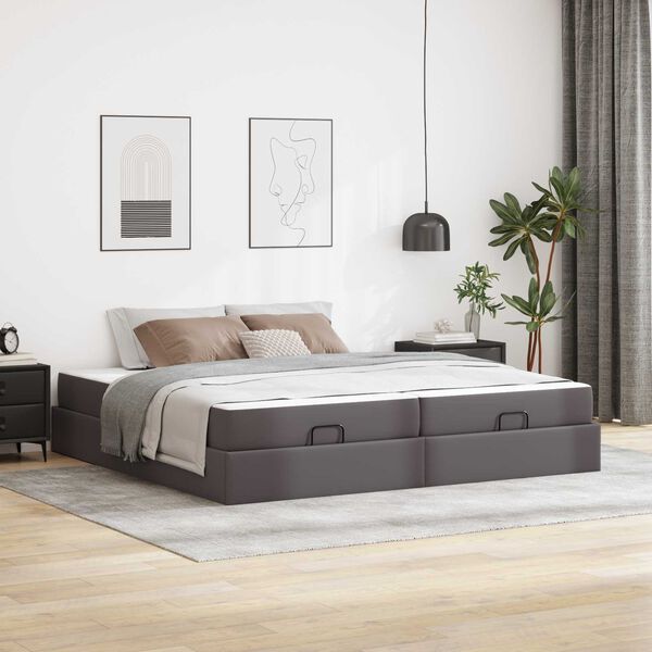 vidaXL Struttura letto con materasso con materasso 2 pcs Grigio PVC