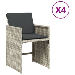 vidaXL Sedie da Giardino con Cuscini 4 pz Grigio Chiaro in Polyrattan
