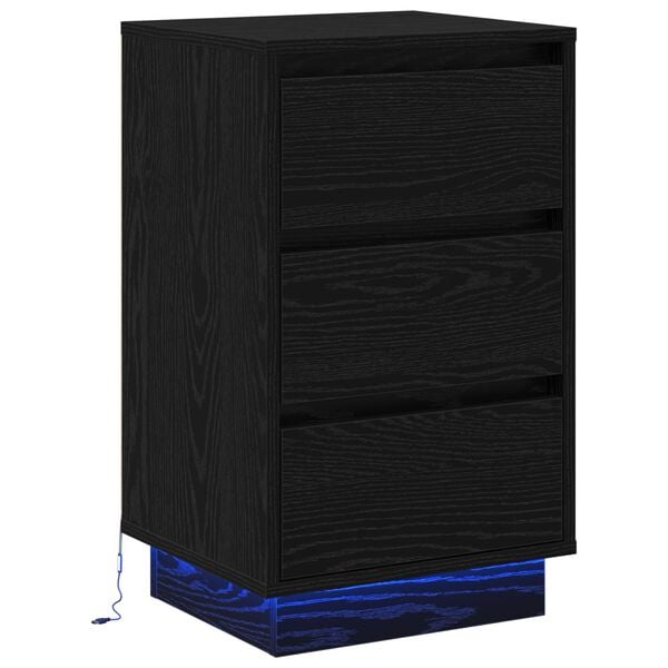 vidaXL Armadio da Notte con cassetto Rovere Nero 39 x 34,5 x 65 cm