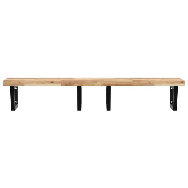 vidaXL Ripiano a Parete per Lavabo in Acciaio e Massello di Acacia