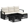vidaXL Set Divano da Giardino 5 pz Nero e Bianco Crema polyrattan