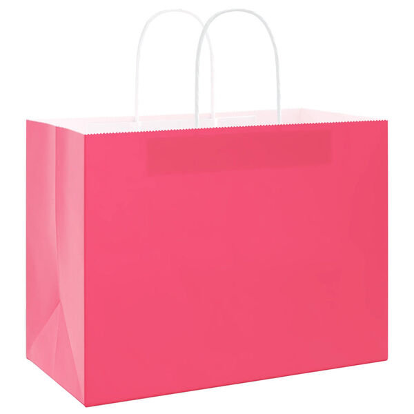 vidaXL Sacchetti di Carta 250 pz con Manici Rosa 32x17x25 cm