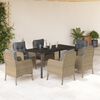 vidaXL Set da Pranzo da Giardino 7 pz con Cuscini Beige in Polyrattan