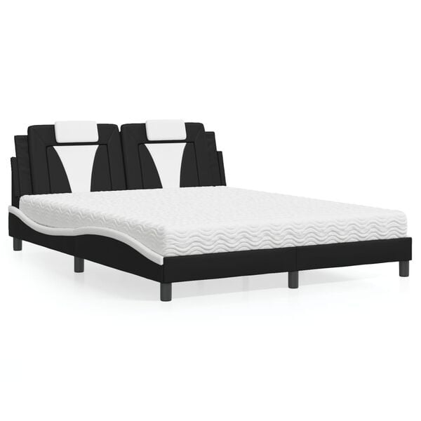 vidaXL Letto Viana con Materasso Nero e Bianco 160x200cm Similpelle