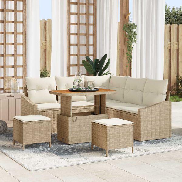 vidaXL Set Divano da Giardino con cuscino 8 pcs Beige polyrattan