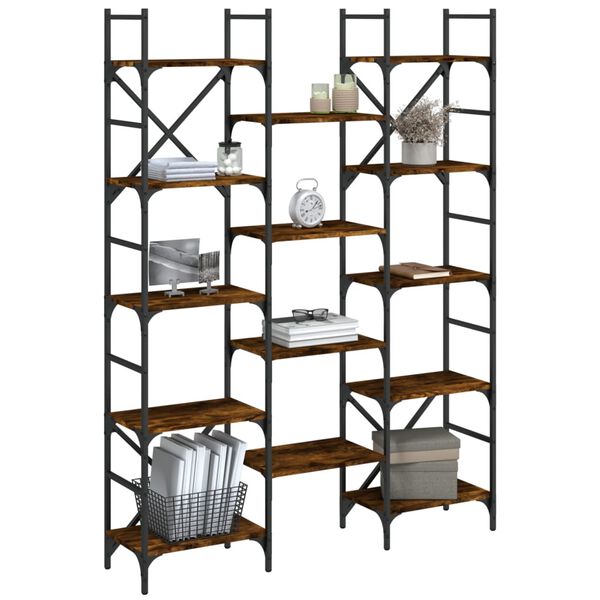 vidaXL Libreria Rovere Fumo 127,5x28,5x172,5 cm in Legno Multistrato
