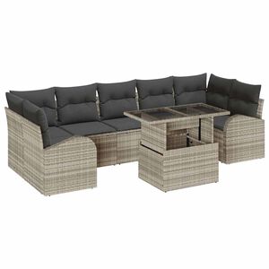vidaXL Set Divano da Giardino 8 pz Grigio chiaro polyrattan