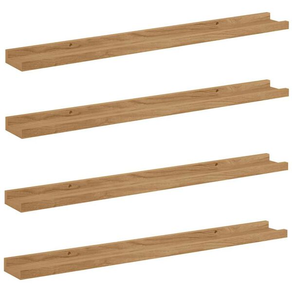 vidaXL Scaffale da parete con lo scaffale 4 pcs Marrone 80 x 9 x 3 cm