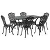 vidaXL Set da Pranzo per Giardino 7 pz Nero Alluminio