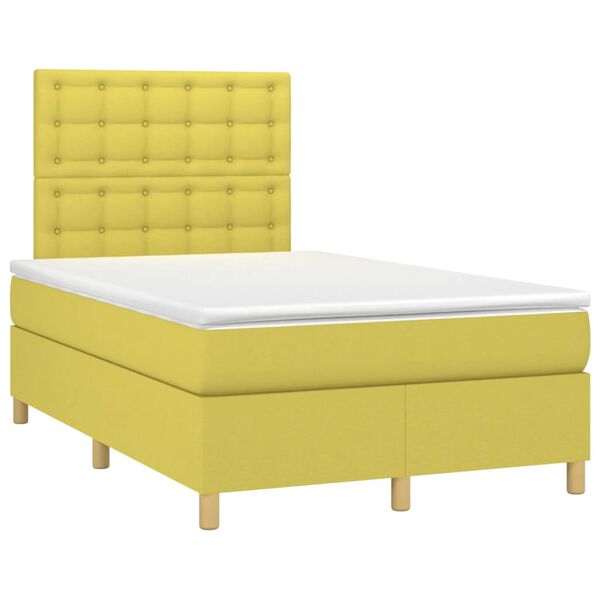 vidaXL Letto a Molle con Materasso e LED Verde 120x200cm in Tessuto