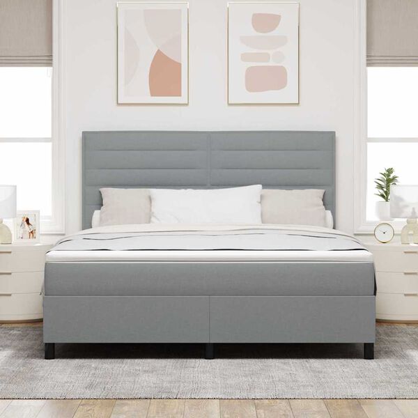 vidaXL Letto a molle con materasso Grigio chiaro 180 x 200 cm Tessuto