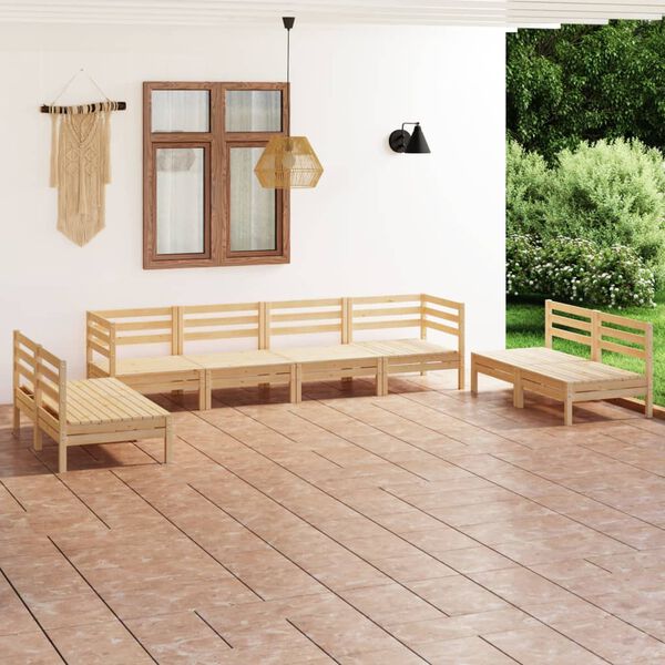 vidaXL Set Divani da Giardino 8 pz in Legno Massello di Pino