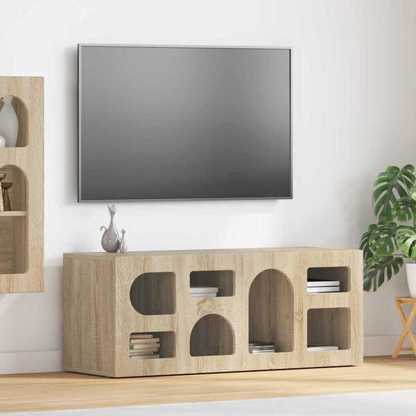 vidaXL Mobile TV Rovere Sonoma 100 x 35 x 40 cm Legno multistrato