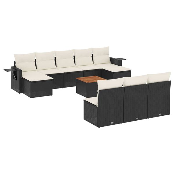 vidaXL Set Divani da Giardino 11 pz con Cuscini in Polyrattan Nero
