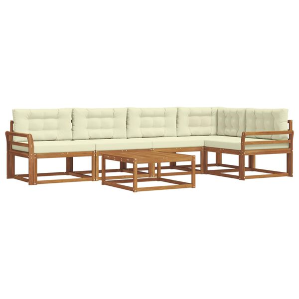 vidaXL Set di divani da esterno con cuscino 6 pcs Naturale e Crema