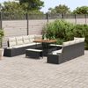 vidaXL Set Divano da Giardino con cuscino 11 pcs Nero polyrattan