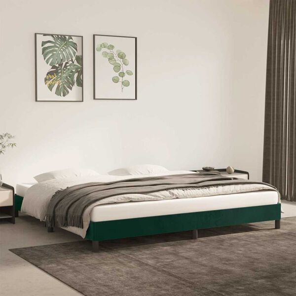 vidaXL Giroletto senza Materasso Verde Scuro 200x200 cm in Velluto