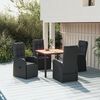 vidaXL Set da Pranzo da Giardino 5 pz Nero con Cuscini in Polyrattan