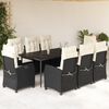 vidaXL Set da Pranzo da Giardino 9 pz con Cuscini Nero in Polyrattan