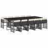 vidaXL Set da Pranzo da Giardino 11 pz con Cuscini in Polyrattan Nero