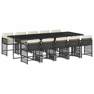 vidaXL Set da Pranzo da Giardino 11 pz con Cuscini in Polyrattan Nero