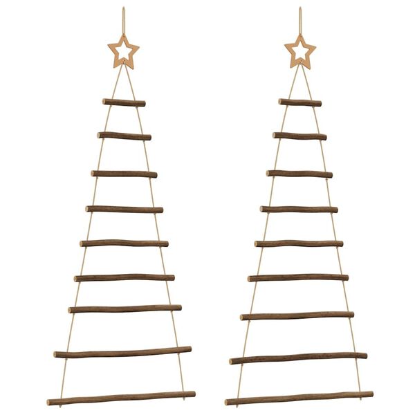 vidaXL Alberi di Natale sospesi con stelle in alto 2 pz 55x120 cm Ramo naturale