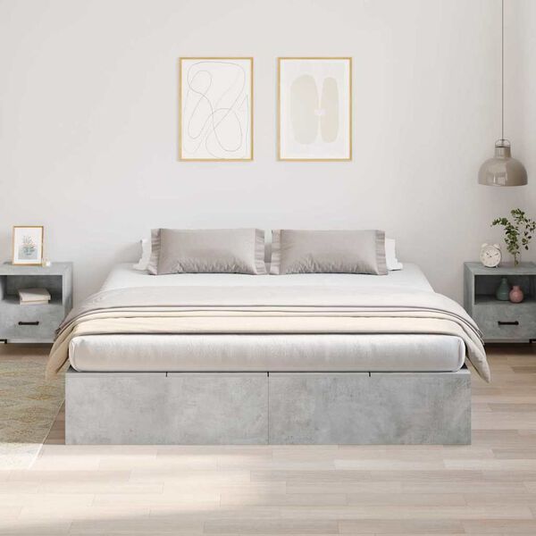 vidaXL Struttura letto con contenitore Grigio cemento 180 x 200 cm