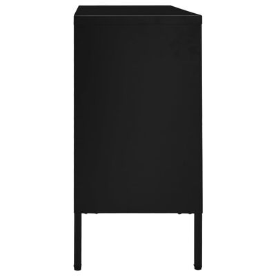 vidaXL Credenza Nera 105x35x70 cm in Acciaio e Vetro Temperato