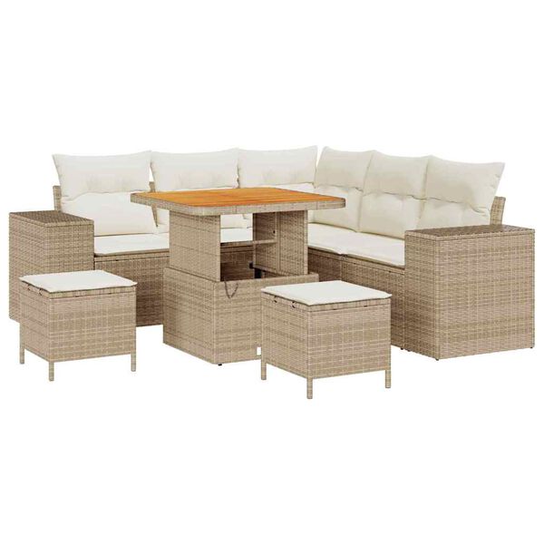 vidaXL Set Divano da Giardino con cuscino 8 pcs Beige polyrattan